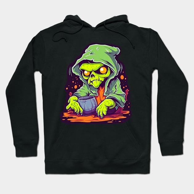 Eerie Halloween Ghoul Art - Spooky Season Delight Hoodie by Captain Peter Designs